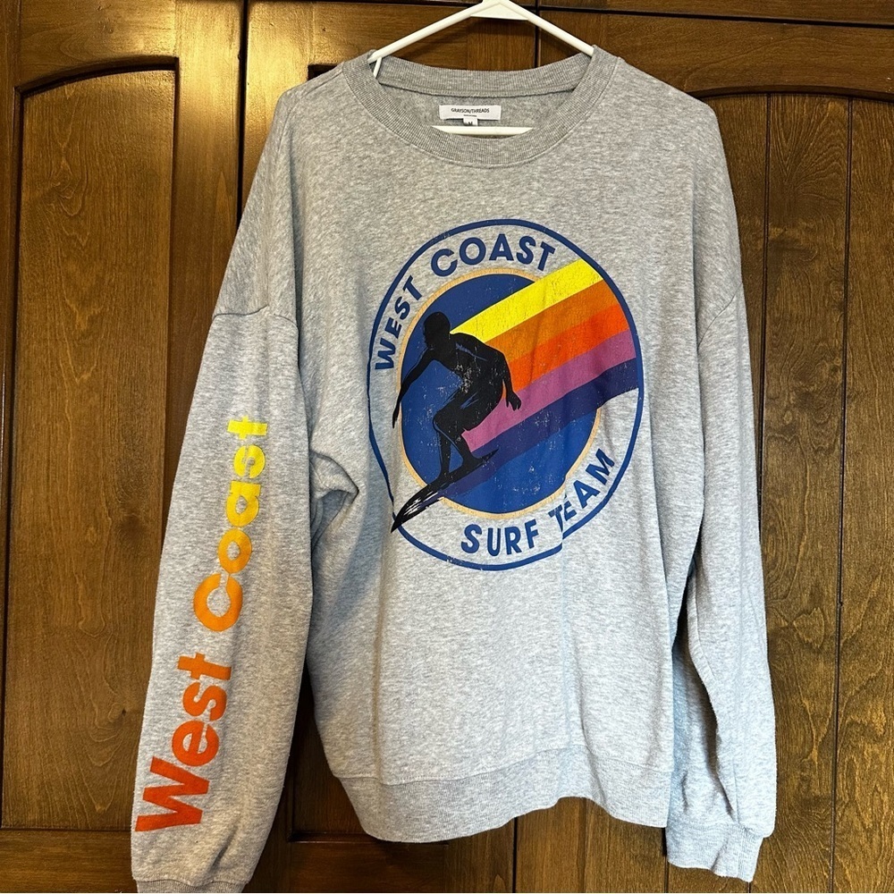 Women's West Coast Surf Team Graphic Oversized Sweatshirt - Gray M